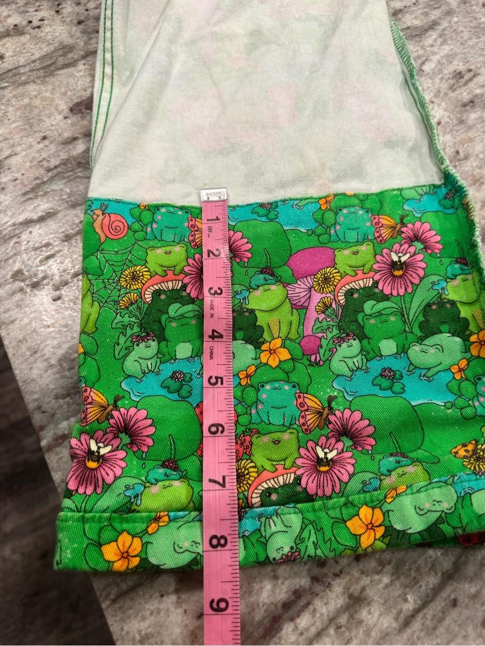 Run & Fly Frog Print Dungarees Overalls Green Cottagecore XXL - Picture 13 of 16